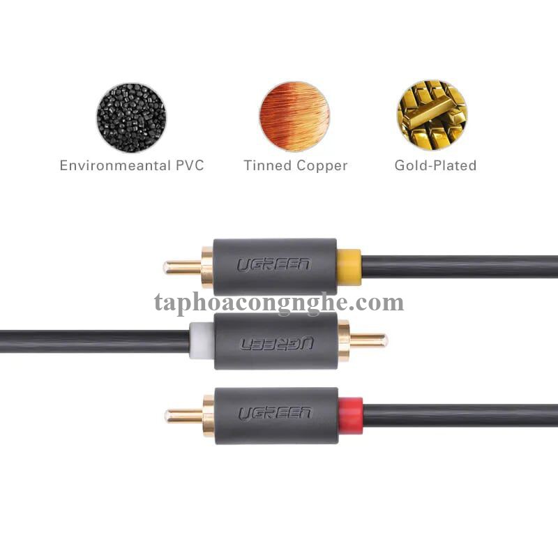 Ugreen 10526 3M màu Đen Cáp âm thanh Bông sen 3 ra 3 dương AV105 30010526